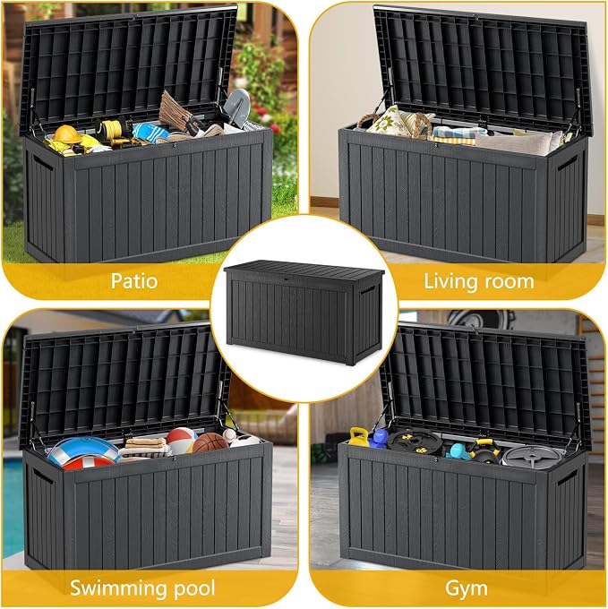 270 Gallon Deck Box, Resin Outdoor Indoor Waterproof Storage Box, Lockable - Image 7