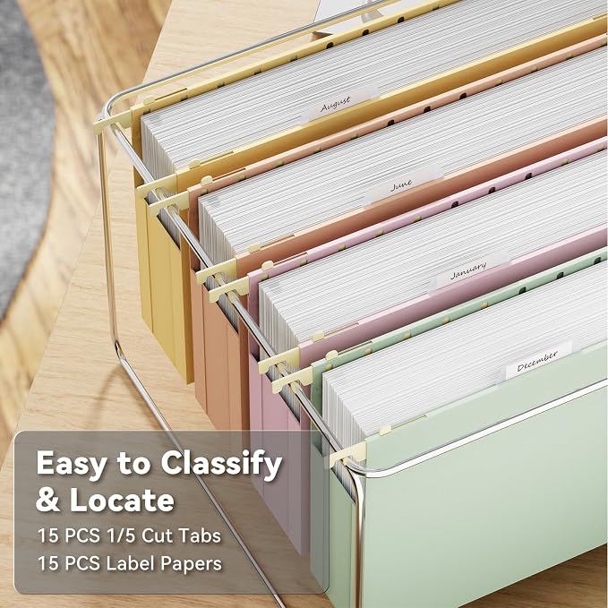 Ansook Extra Capacity Hanging File Folders Legal Size, 12 Pack Pastel Colors - Image 4