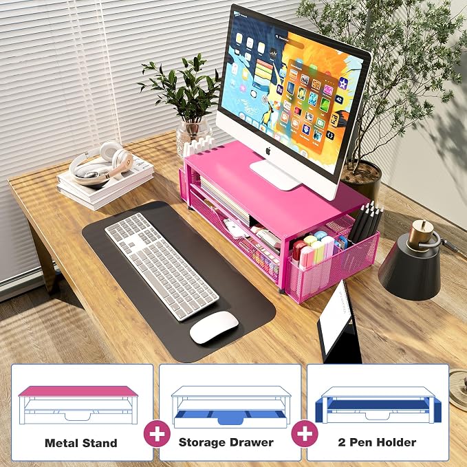 OPNICE Desk Organizer and Accessories, 2-Tier Computer Monitor Stand - Image 6