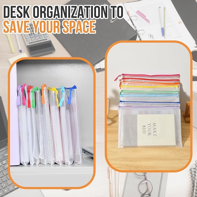 24pcs Mesh Zipper Pouch Bags Puzzle Storage Bags, A4 13x9 Inches Large Reusable - Image 5