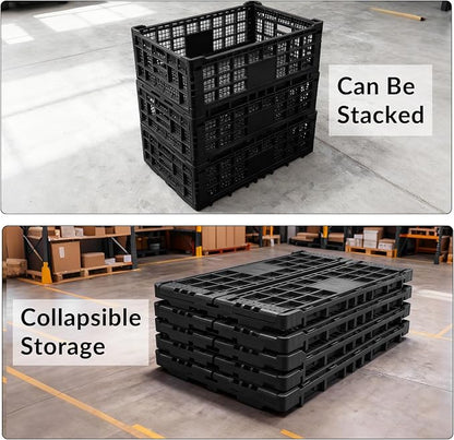 Collapsible Storage Crates, 52 Liter Heavy Duty Foldable Plastic Crates - Image 7