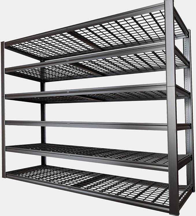 64" Wide 6-Tier Garage Shelving Unit, Heavy Duty Garage Storage Shelves by PMKES