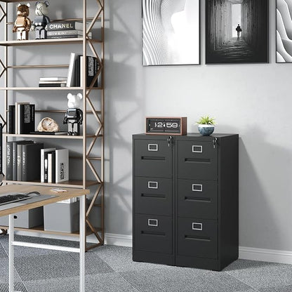 3 Drawer File Cabinet with Lock, Vertical Metal Filing Storage Cabinet - Image 2
