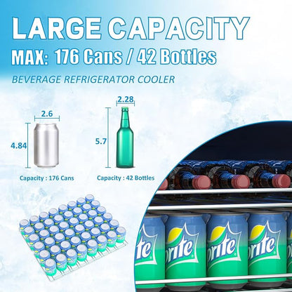 Beverage Refrigerator Cooler, 190 Can Mini Fridge Glass Door - Image 7