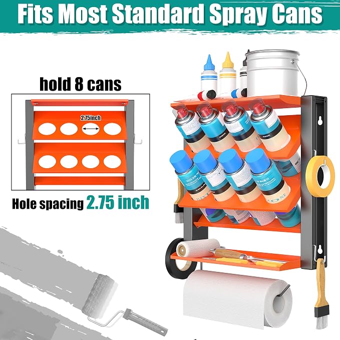 EVERHANGER Spray Can Holder, Lube Can Wall Mount Storage Rack Heavy Duty Paint - Image 4