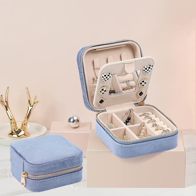 Dajasan Velvet Travel Jewelry Box, Mini Travel Jewelry Case, Small Portable - Image 2