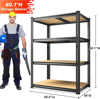 REIBII Garage Shelving 60.1" H Storage Shelves Heavy Duty 1800 LBS, 4-Tier - Image 2