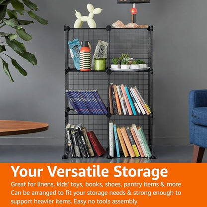 Amazon Basics Cube Wire Grid Stackable Storage Shelves, 12.6"D x 26"W x 38"H - Image 6