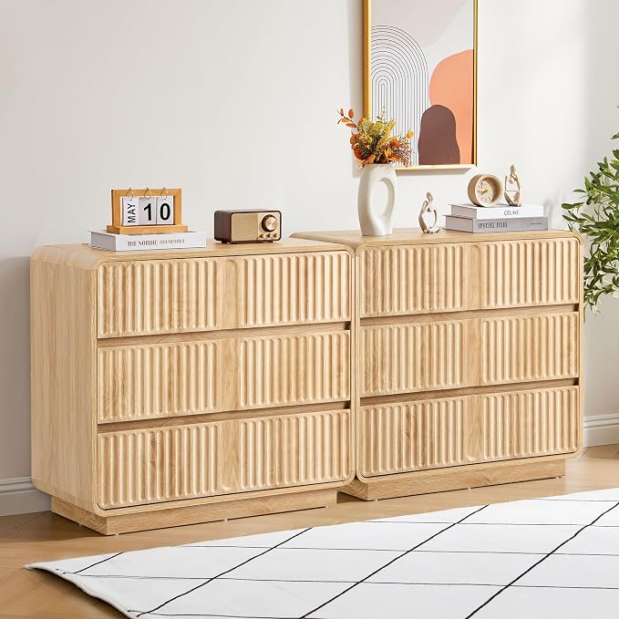 Fluted 3 Drawer Dressers for Bedroom, 31.5" Wide Large Mid Century Modern - Image 4