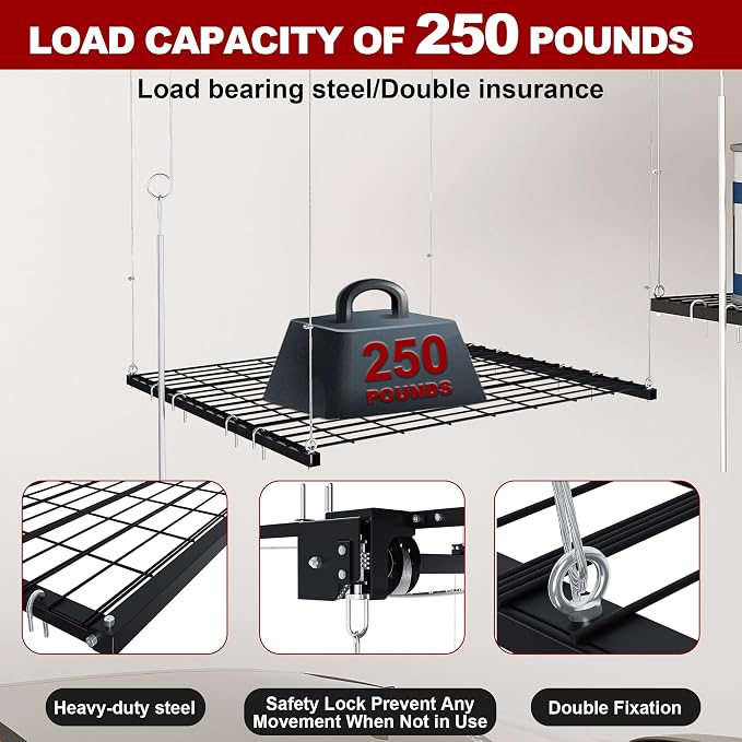 Montary 4x4 FT Overhead Garage Storage Rack - Image 2