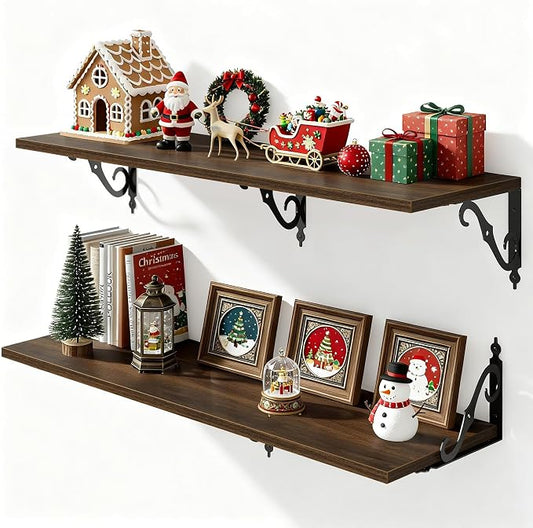 Fun Memories 40 Inch Floating Shelves Wall Mounted, 12 Inch Deep Wall Shelves by FunMemories