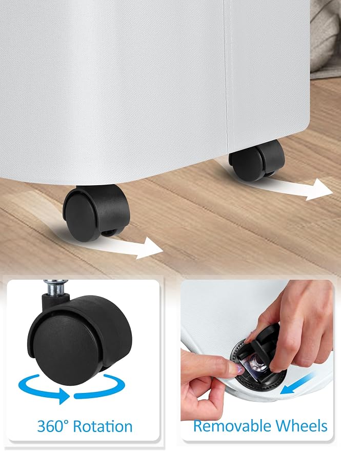 efluky Laundry Basket with Wheels, Tall Rolling Laundry Hamper with Lid and - Image 3