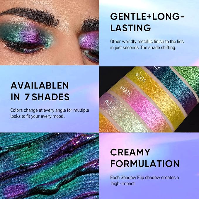 MAKI YIKA Glitter Eyeshadow Teal Liquid Multichrome Eyeshadows Long Lasting - Image 4
