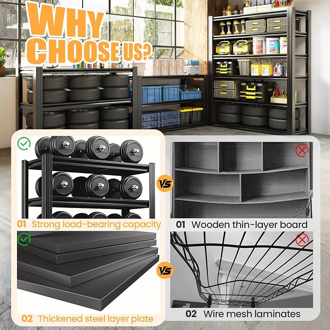 62" H Garage Shelving, Heavy Duty Storage Shelves, Garage Storage Shelves - Image 3
