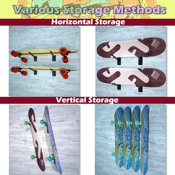 Skateboard Wall Mount Skateboard Hanger Skate Deck Display Holder Skateboard - Image 2