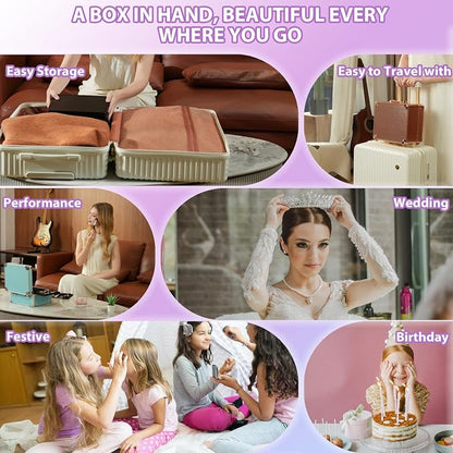 Makeup Organizer Box with Detachable Lighted Mirror, Travel Train Cosmetic Case - Image 6