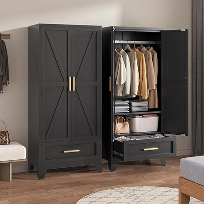 71" Tall Metal Wardrobe Cabinet - Image 2