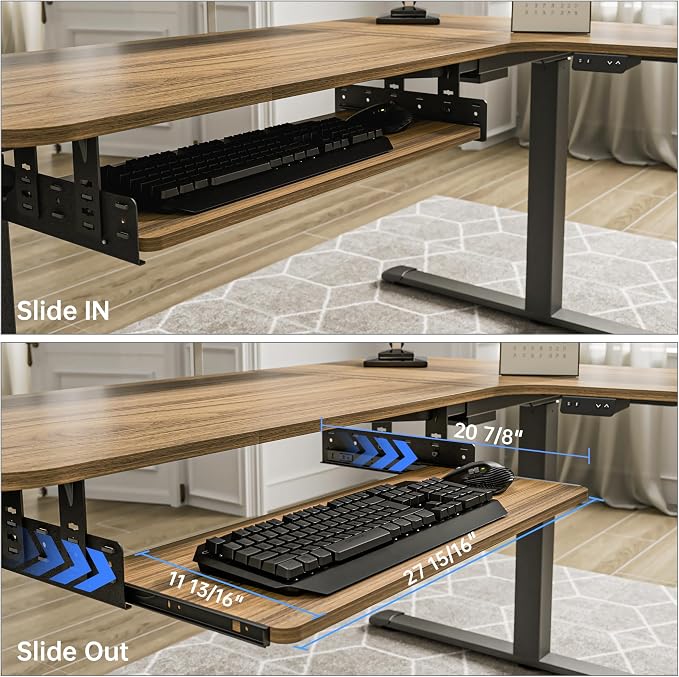 EUREKA ERGONOMIC Adjustable Keyboard Tray Under Desk, 28x11 Inch Large Slide - Image 2