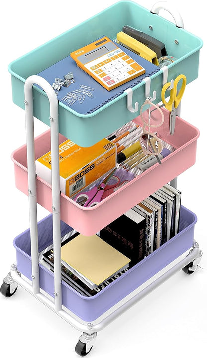 Simple Houseware 3-Tier Heavy Duty Metal Utility Rolling Cart - Image 3