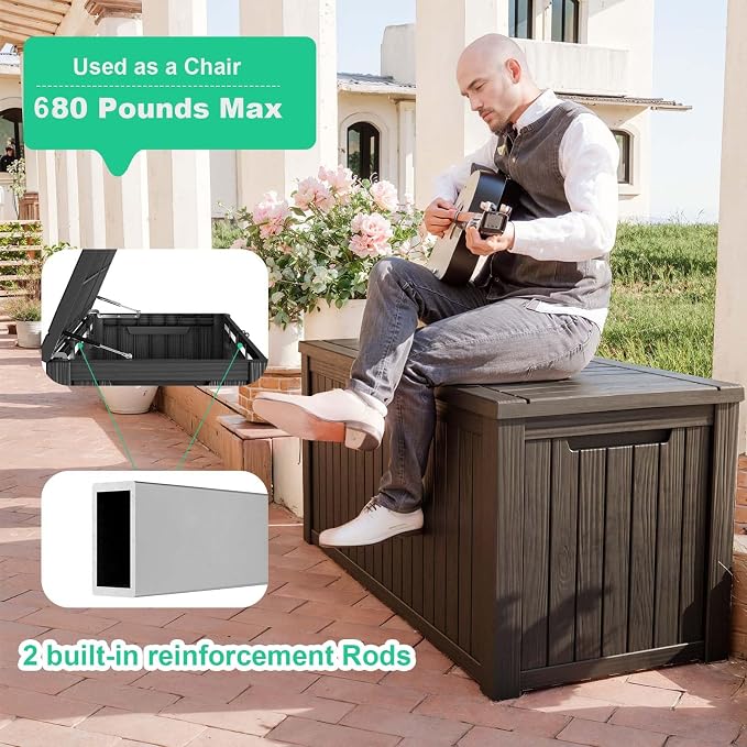 200 Gallon Outdoor Deck Box, Storage Lockable Waterproof Patio Furniture - Image 2