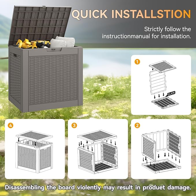 30 Gallon Outdoor Storage Deck Box Waterproof, Garden Tool, Backyard Cushion - Image 6