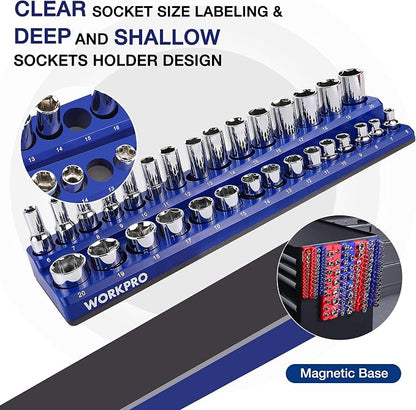WORKPRO Magnetic Socket Organizer Set, 6-Piece Socket Holder Set Includes 1/4" - Image 5