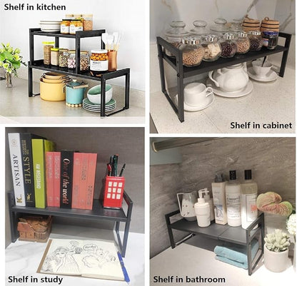 2 Pack Expandable Cabinet Shelf Organizer 16-26" L Stackable Kitchen Counter - Image 7