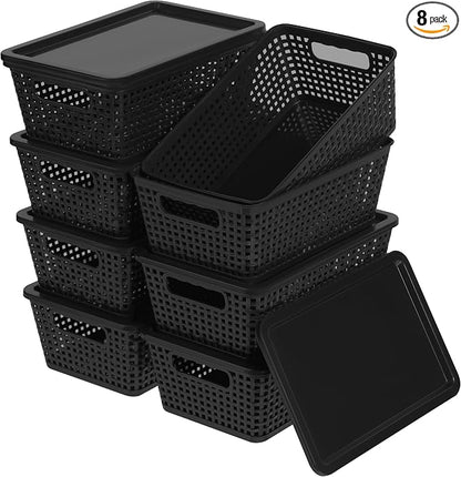 Plastic Storage Baskets With Lid, Storage Bins by Anywish