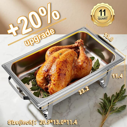 Chafing Dishes for Buffet 2 Pack, 11QT Stainless Steel Food Warmers for Parties - Image 2