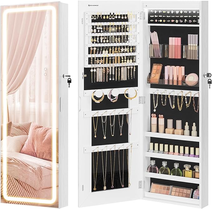 SONGMICS LED Mirror Jewelry Cabinet Armoire, Wall or Door Mounted Jewelry by SONGMICSbySONGMICSHOME