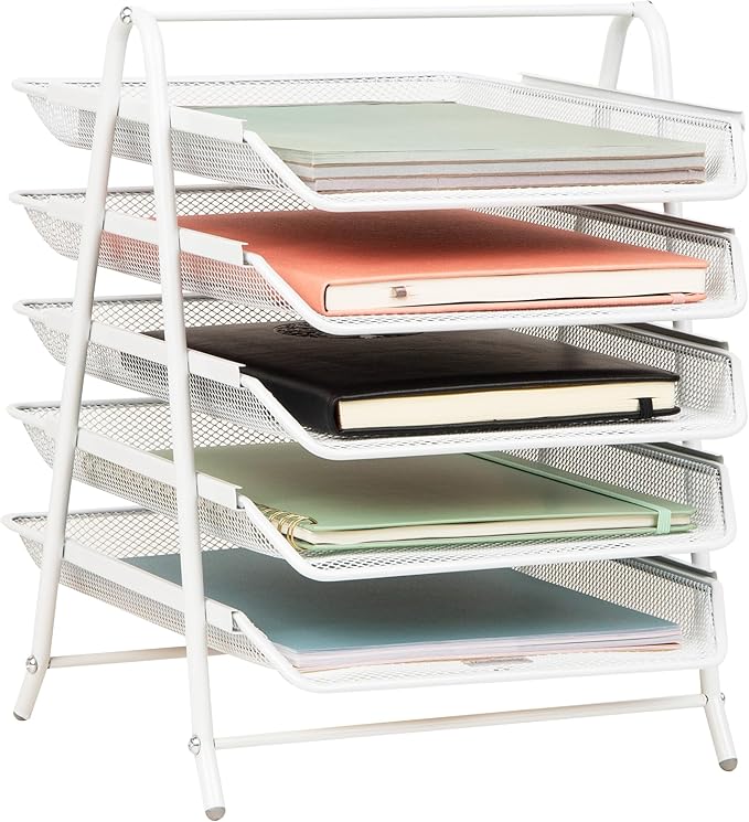 Mind Reader 5-Tier Paper Tray Organizer, Vertical Desktop File Storage Rack by MindReader