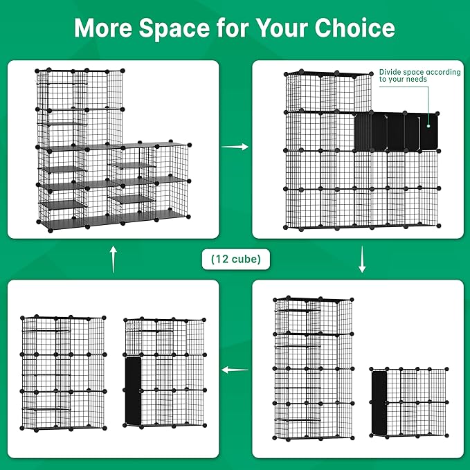 Wire Cube Storage Organizer, 12 Cubes Converted into 14 Cubes, Sturdy Metal - Image 4
