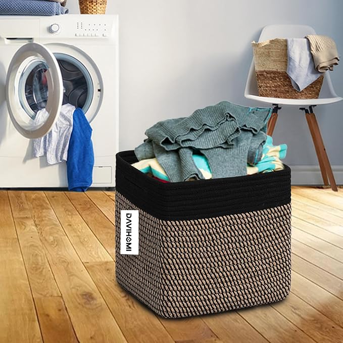 Cube Storage Bins 11 Inch Cotton Rope Woven Storage Basket - Image 6