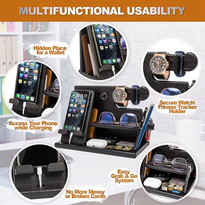 TESLYAR Wood Phone Docking Station - Image 5