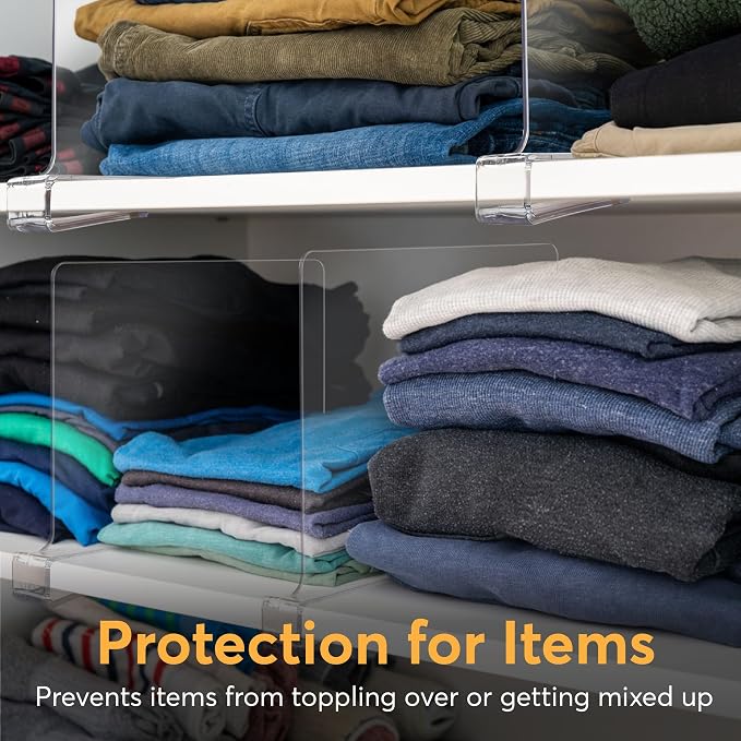 10 Pack Acrylic Shelf Dividers for Closet Organization 11x7.9 Inch – Clear - Image 6