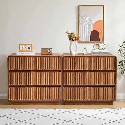 Fluted 3 Drawer Dressers for Bedroom, 31.5" Wide Large Mid Century Modern - Image 5