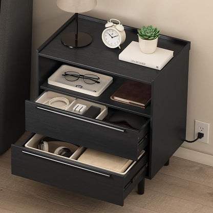 Set of 2 Modern Black Nightstands - Image 5