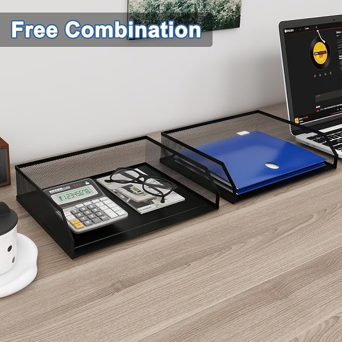 Natwind 2-Tier Stackable Paper Tray, Metal Mesh Desktop Organizer, A4 Paper - Image 6