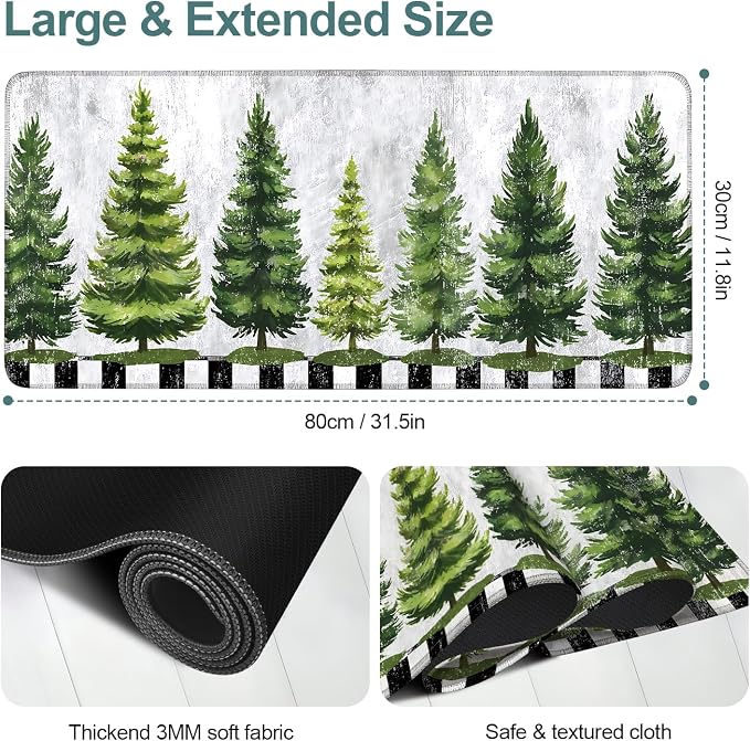 Christmas Tree Gaming Mouse Pad 31.5"x11.8"Desk Mat Anti-Slip Rubber Base & - Image 2