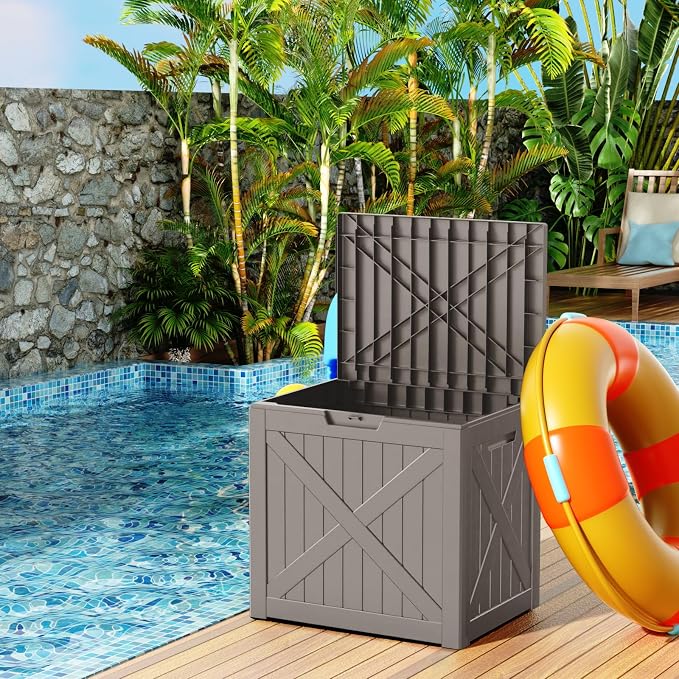 32 Gallon Outdoor Deck Box, Storage Lockable Waterproof Patio Furniture - Image 3