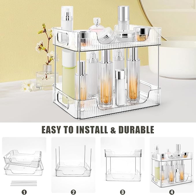 2-Tier Bathroom Counter Organizer Countertop Storage, Dresser Organizer Vanity - Image 4