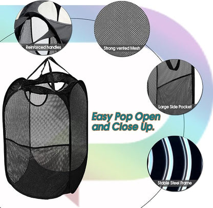 BATTOO Deluxe Collapsible Laundry Baskets Mesh Pop Up Hampers - Image 3