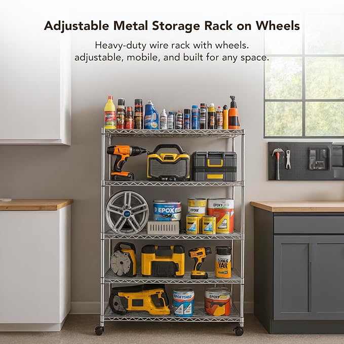 Displays By Jack 5 Tier Heavy Duty Wire Shelving Unit Storage Rack - Image 4