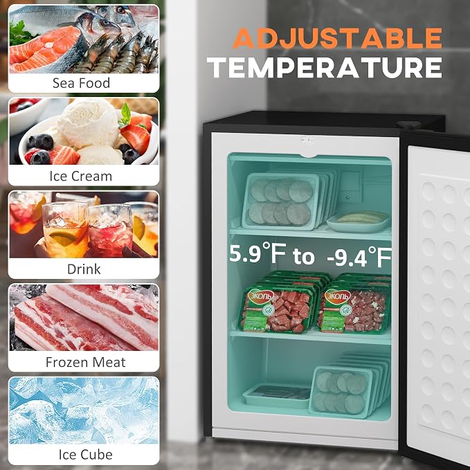 HOMCOM Mini Freezer Countertop, 3 Cu.Ft Compact Upright Freezer - Image 4