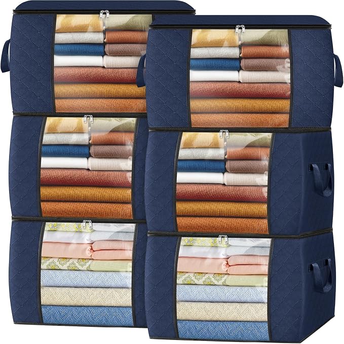 Fab totes 24 Gallons Clothes Storage, Foldable Thick Fabric Blanket Storage Bags by Fabtotes