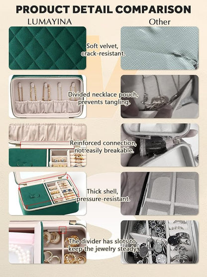 Velvet Travel Jewelry Box with Large Mirror, Double-Layer Jewelry Organizer Case - Image 6
