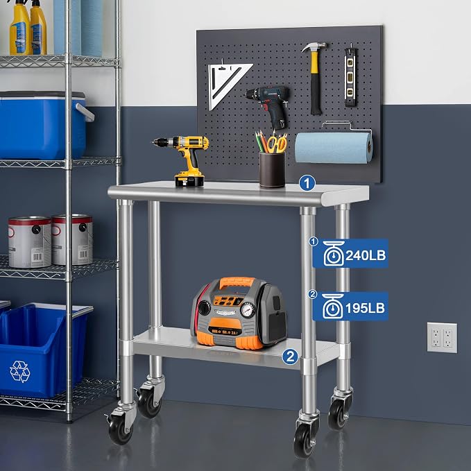 HARDURA Stainless Steel Commercial Table Prep & Work Table - Image 4