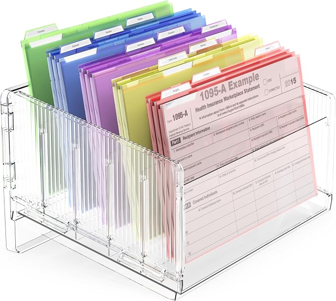 File Sorter Organizer, 5 Sections Acrylic Letter Tray by Cuukie