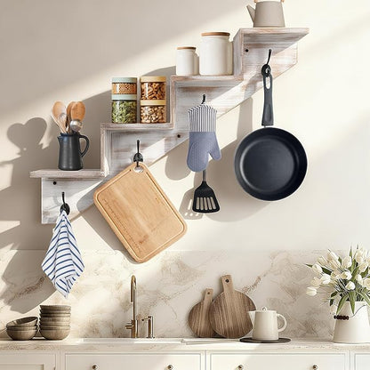 Coat Rack Wall Mount with Shelf, Wall Mounted Rise Wooden shelves - Image 2