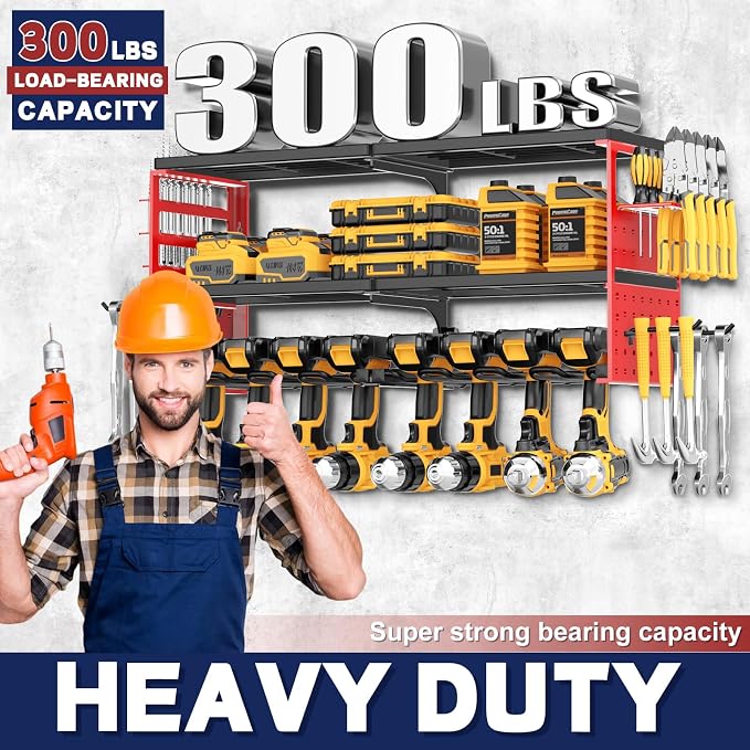Power Tool Organizer Wall Mount, 300Lbs Load 3 Layer Heavy Duty Metal Tool Shelf - Image 4